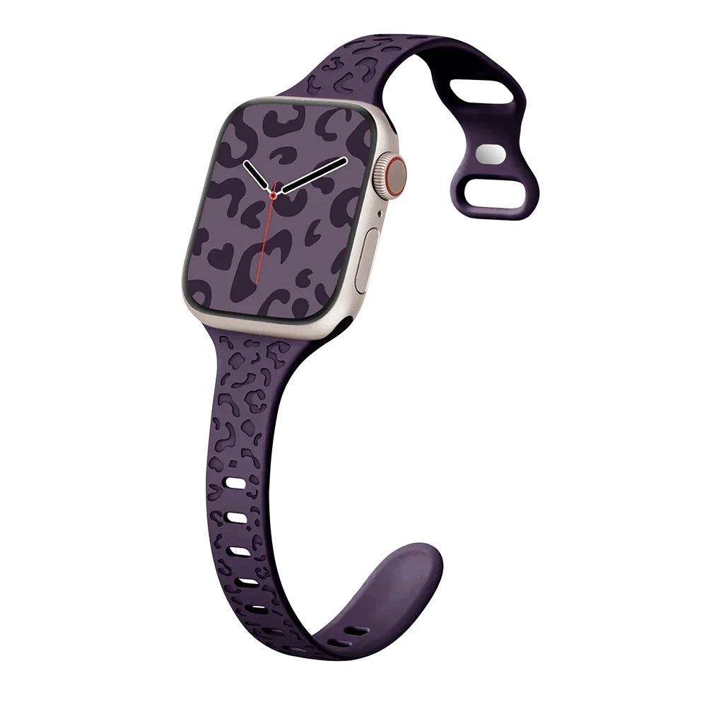 Wąski pasek do paska Apple Watch 40mm 41mm 42mm 38mm 49 44mm 45mm grawerowana silikonowa bransoletka Correa seria 8 7 6 9 5 4 3 SE Ultra