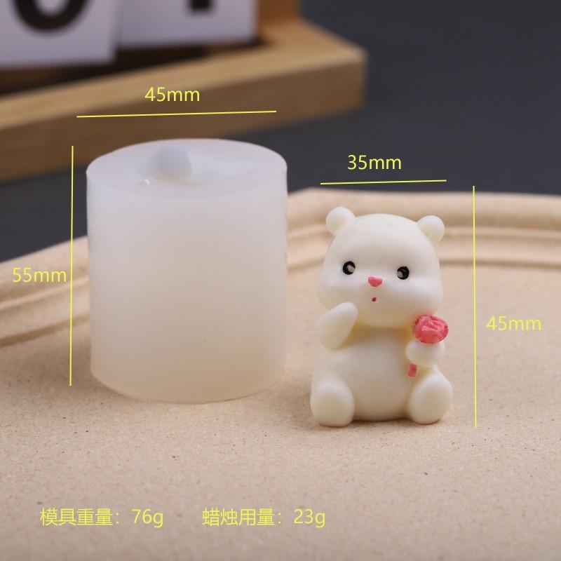 Cute 3D Bear Silicone Candle Mold DIY Plaster Ornament Confession Love Aromatherapy Soap Resin Chocolate Mould Home Decor