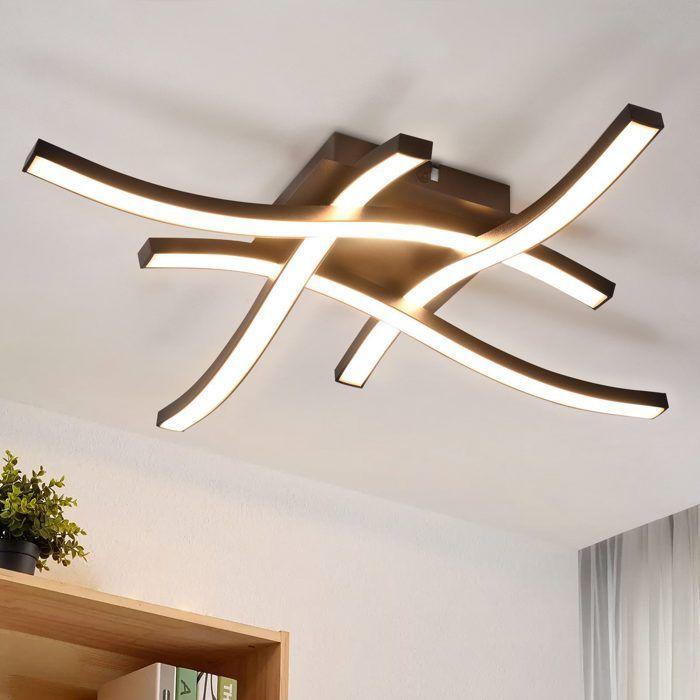 Plafonnier LED - NETTLIFE - Nettlife LED plafonnier chambre - 24W - 3000K blanc chaud - Noir 43 cm