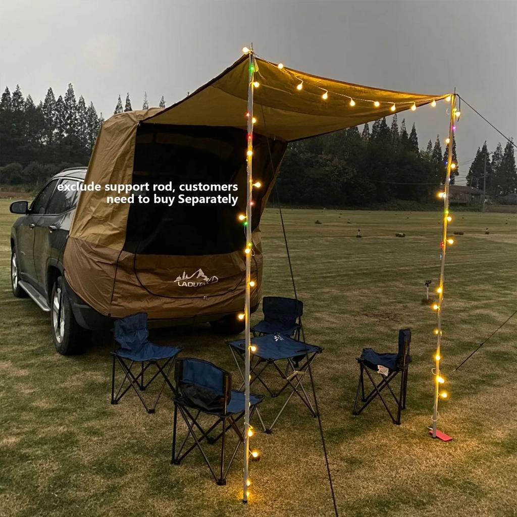 Manual Operation SUV Tailgate Shade Awning Tent - Car Sun Shelter With Windproof Ropes & Hooks - Portable Camping Shade Canopy