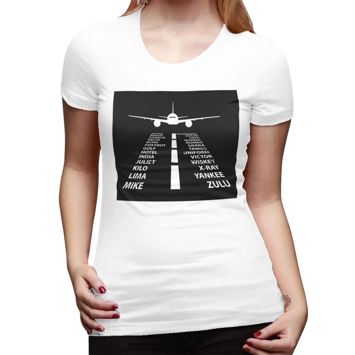 Phonetic Alphabet Pilot Airplane TShirt for Women ONeck Streetwear T Shirts Womens Tees Short Summer Clothes Tops S