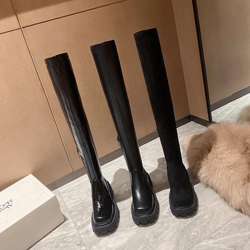 Women's Shoes Sugar Cube Over the Knee Boots 2025 Autumn and Winter New Platform-soled Boots Can't Be Elastic, Fashionable and Popular Long Boots