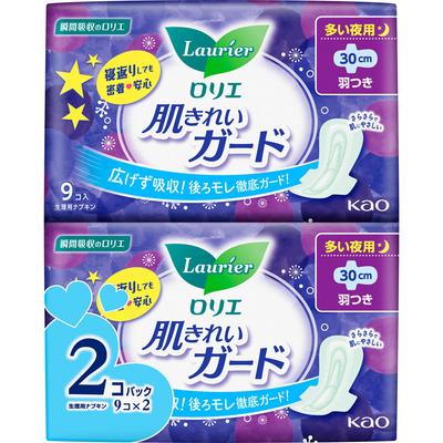 Laurier Hada Kirei Schutz für die Nacht mit Flügeln, 18 Stück (Quasi-Droge) Skin Clean Guard Serviette Allzweck Bitte ersetzen Sie sie bei Bedarf während der Menstruation