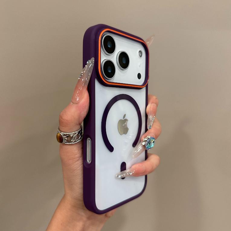 

New Ring Armagest suction applicable IPhone 17 Mobile Phone Case Contrasting Lens Apple 17 Promax Transparent Protective Case iPhone12ProMax