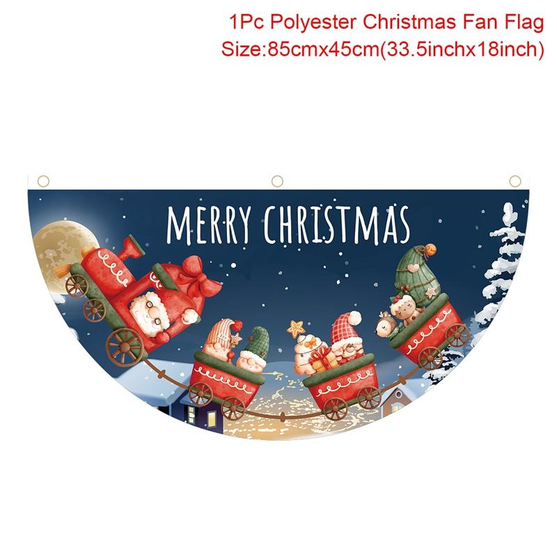 Christmas Outdoor Fan-shaped Flag Banner Christmas Decor for Home 2025 Cristmas Drop Ornament Xmas Navidad Gift New Year 2025
