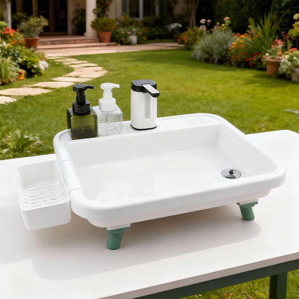 Outdoor Portable Sink Basin with Electric Pump Adjustable High Legs and Drainage Hose for Travel