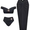 2026 New European and American Starfish Split Swimsuit Long Skirt Three-piece Bikini Women's Huludao Split Swimsuit