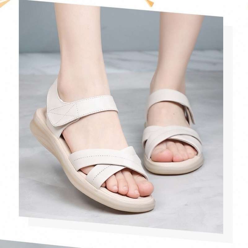 Flat-bottomed Fashion Sandals Women's Comfortable Soft-soled Non-slip Beach Shoes Youth Large-size Beef Tendon Soles Retro Maternity Shoes