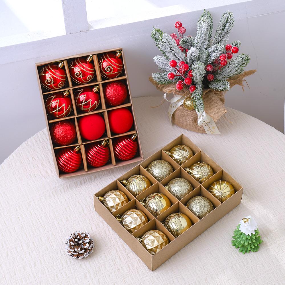 12Pcs 7cm Christmas Supplies Decoration for Christmas Tree Hanging Pendant for Home Decor New Year's Navidad Ball Gift Accessory
