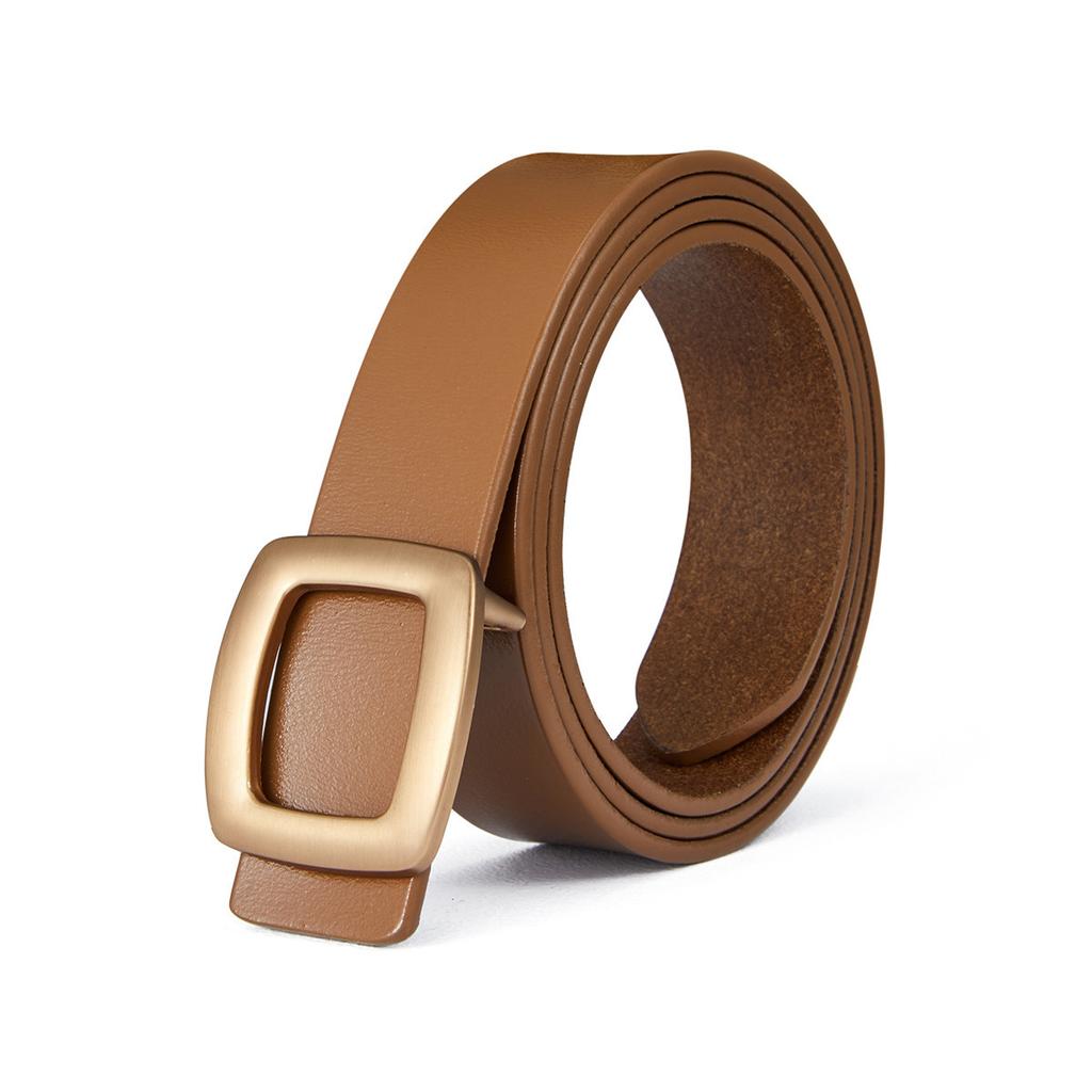Women's Skirt Accessories Belt Cowhide Two-layer Cowhide Square Buckle Smooth Plate Button Belt