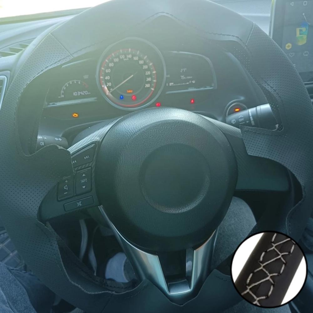 Hand-stitched Black Wear Resistant Steering Wheel Cover Artificial leather For New Mazda 3 CX-3 2016 CX-5 CX5 Atenza 2014
