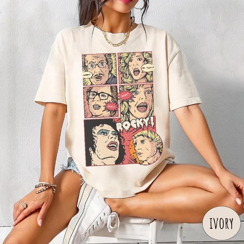 Rocky Horror Picture Show T-Shirt, Frank N Furter Graphic Summer unisex Loose and Breathable Polyester T-shirt