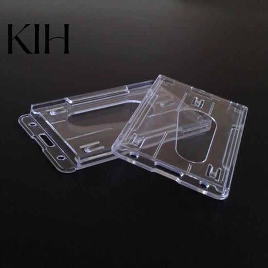 Portatarjetas de Identificación de Negocios de Plástico Transparente Vertical Rígido de Doble Cara 10x6cm