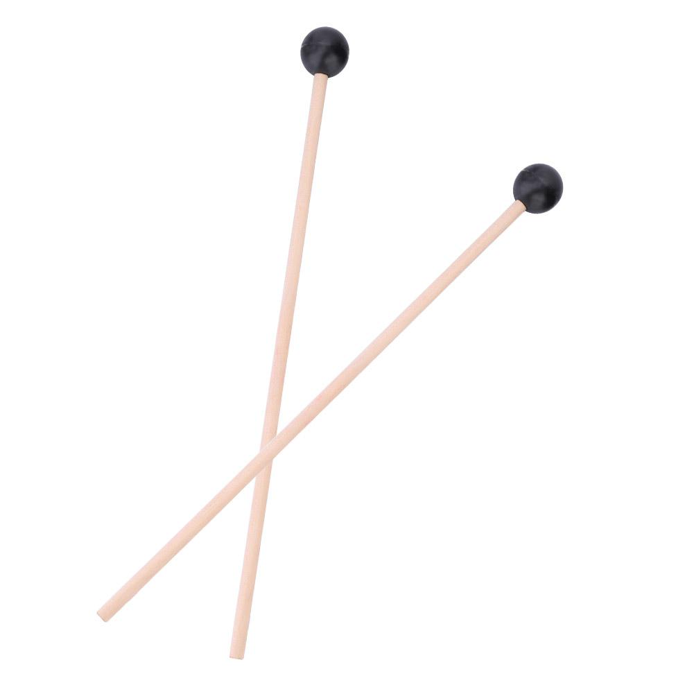 1 Pair Keyboard Marimba Mallets Smooth Wooden Handle Rubber Mallets Instrument Accessory