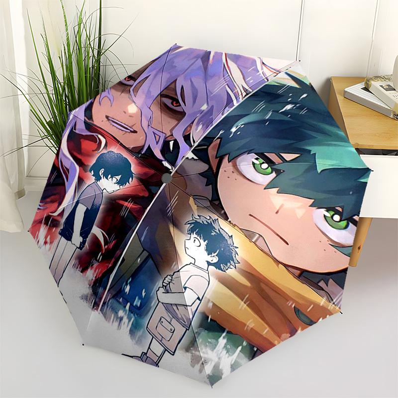 

1pc Baku No Tsuki & Midoriya Izuku Outdoor Umbrella - Automatic Opening/Closing, Portable 3-Fold Design with Iron Frame - Perfect Gift for Fans, Trave