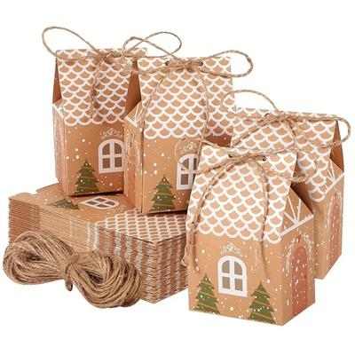 Weihnachtsgeschenkbox mit Griff Papierhausform Verpackung für Süßigkeiten Kekse Schmuck Kreative Feiertagsgeschenkverpackung