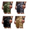 Men Shorts High Waist Buttons Zipper Closure Pure Color Cargo Trousers with Multi Pockets Outdoor Casual Shorts Summer Wear
