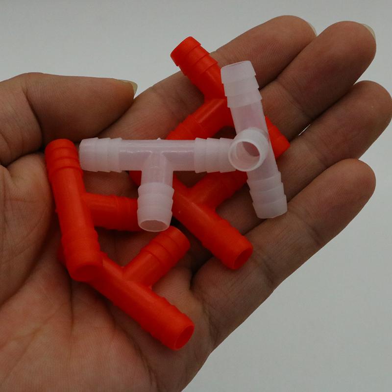 20Pcs Plastic Tee Tube Connector Diameter 8mm Rabbit Chicken Quail Doves Pets Nipple Drinker Connecting Pipe Farm Equipments