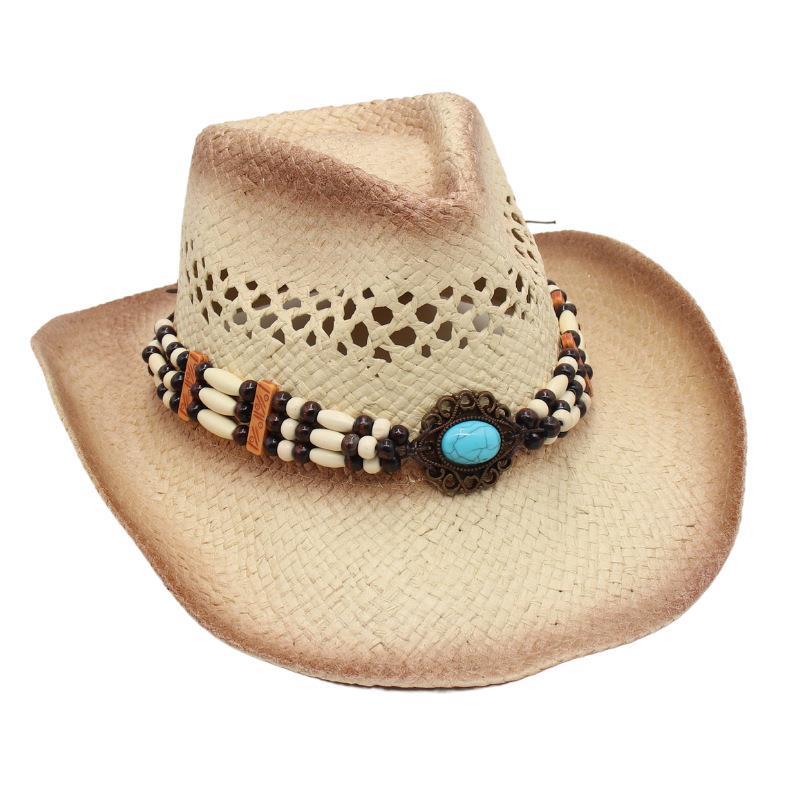 Wunsch Süßer Kühle Brise Strandhut Western Cowboyhut Hohl Sonnenhut Edelsteinrosa Strohhut Jazzhut Männer Und Frauen