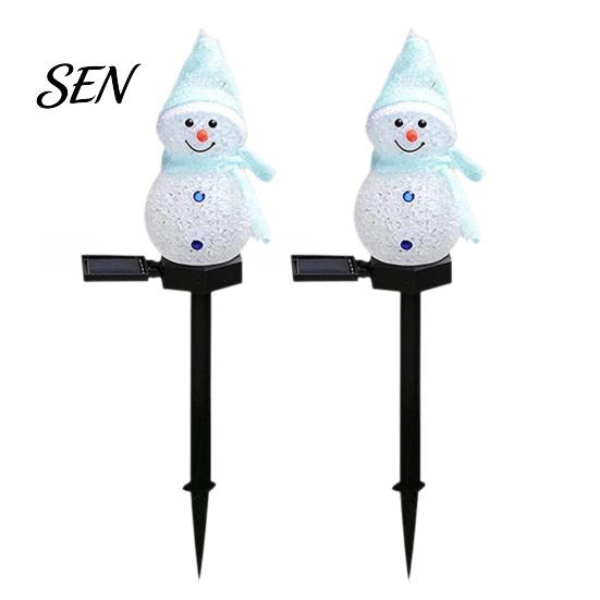 Waterproof Solar Powered Yard Ornaments 2Pcs Snowman Garden Lights, Christmas Pathway Decorative Figures for LED Lamps with Stakes Lawn Patio