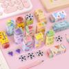 6Pcs Cute Cartoon Pattern Pencil Erasers Colorful Fruit Dinosaur Pencil Rubbers For School Students Drawing