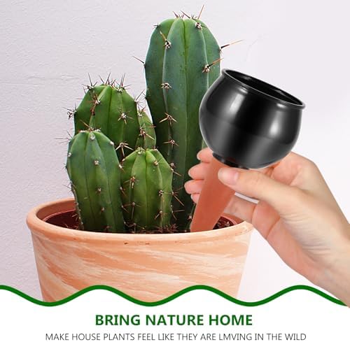 BTBHIHO 500ml Self-Watering Globes, 4-Pack Automatic Plant Watering Bulbs, ABS Drip Irrigation Spikes for Indoor Outdoor Potted Plants, Black