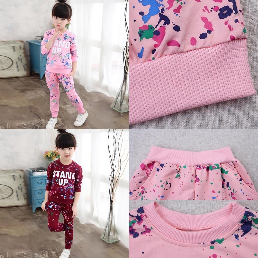 Bequemes Baumwoll-Kleinkind Kinder Baby Mädchen T-Shirt Tops Kleid und lange Hosen Set