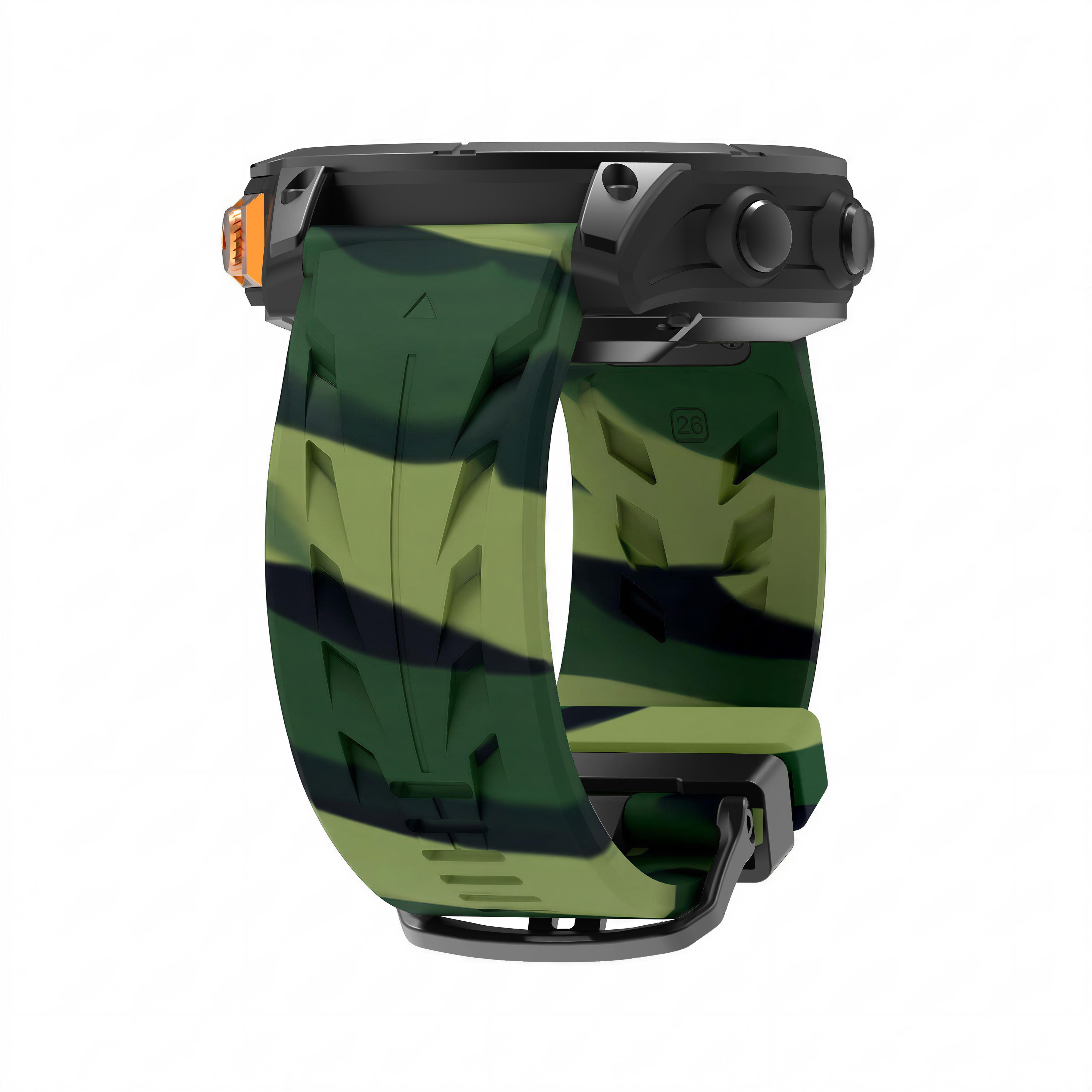 22mm 26mm QuickFit Silikon Sportarmband für Garmin Fenix 8 Pro 47mm 51mm E 7 7X 6 6X/Quatix/Tactix/D2 Mach 2 Pro/Epix Uhrenarmband QuickFit 22mm grüne tarnfarbe