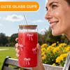 Bow Glass Cup with Lid and Straw 500ml Cute Bow Bottle Drinking Mug for Iced Coffee Cocktail Tea Drinking Water Teen Girls Home