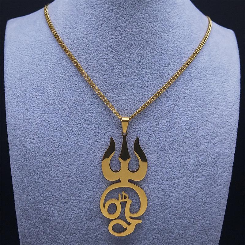 Cross Neptune Trident Necklace: Trendy Stainless Steel Hip Hop Pendant for Men's Sweater Chain