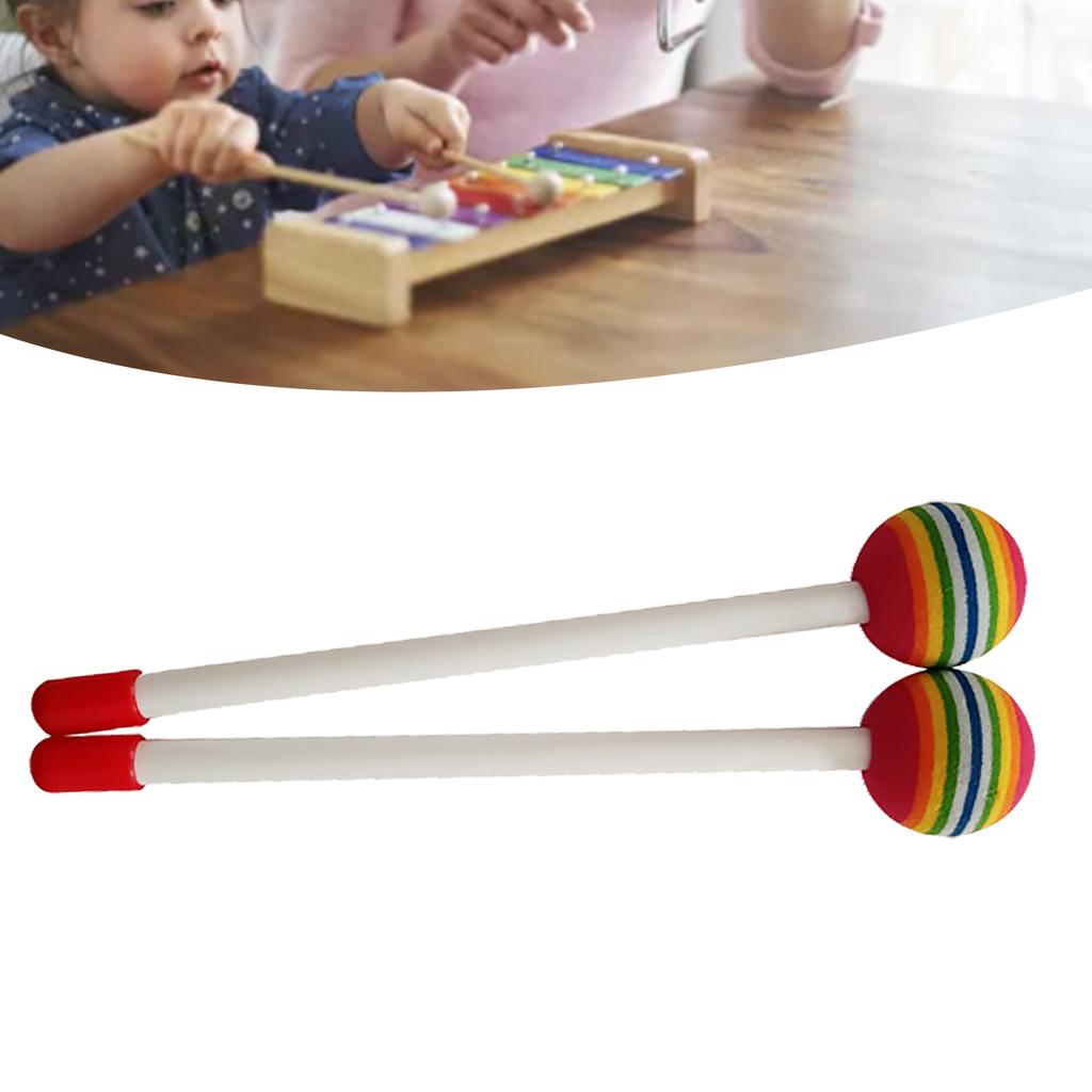 2 Pcs Kids Drumsticks Bright Color Pleasant Sound Plastic Hand Percussion Drum Stick for Music Education Entertainment