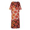 Women Round Neck Plus Size Ruffle Short Sleeve Floral Print Dresses
