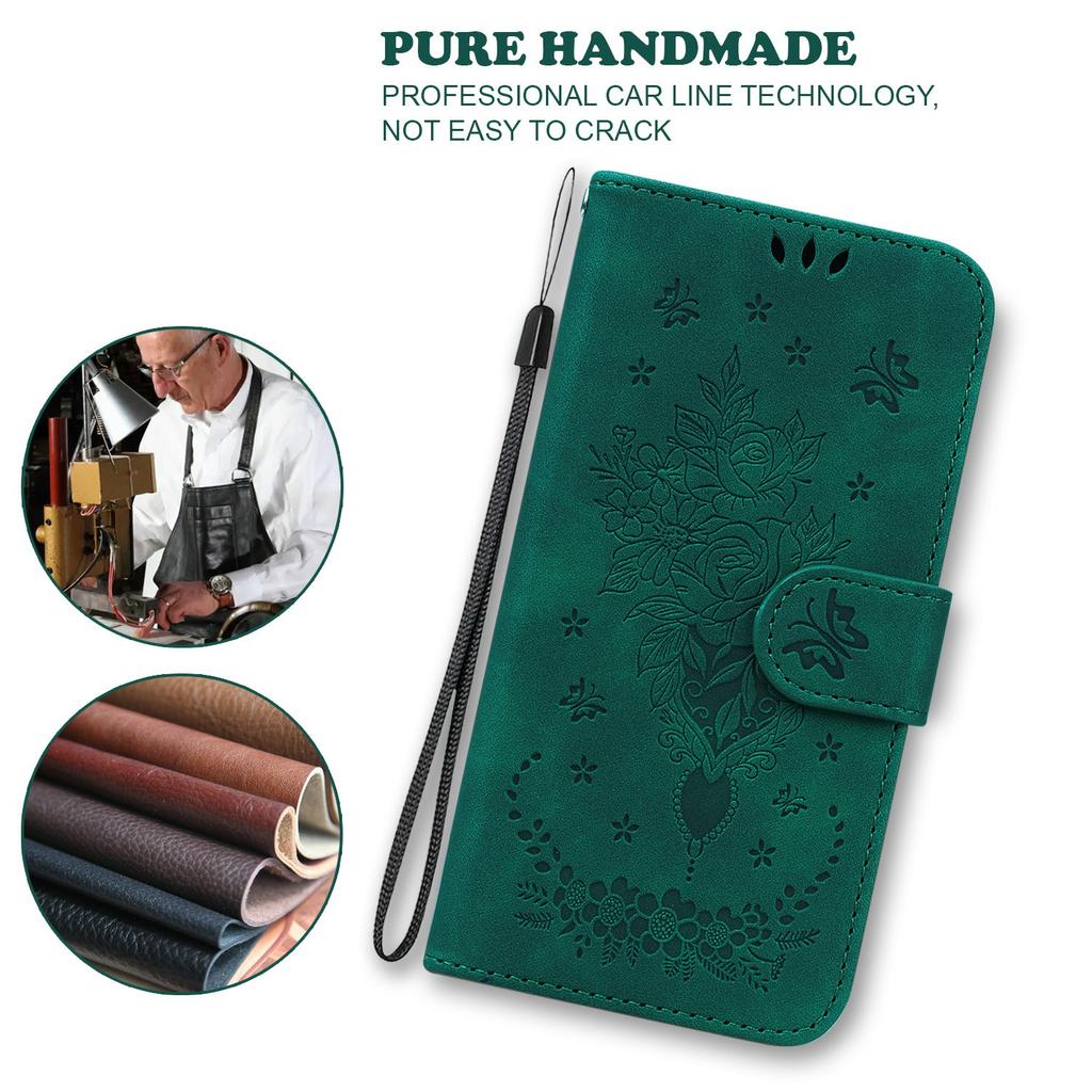 For Realme 14 5G Case PU Leather Wallet Phone Cover Butterfly Flower Imprint
