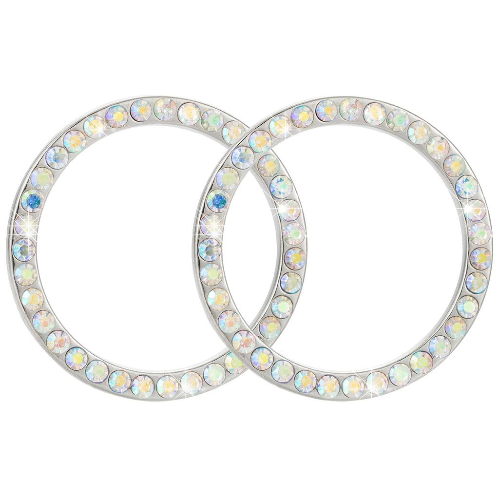 2/1Pcs Start Stop Push Button Engine Ignition Switch Protective Cover Bling Rhinestone Ring Circle Trim Car Interior Accessories