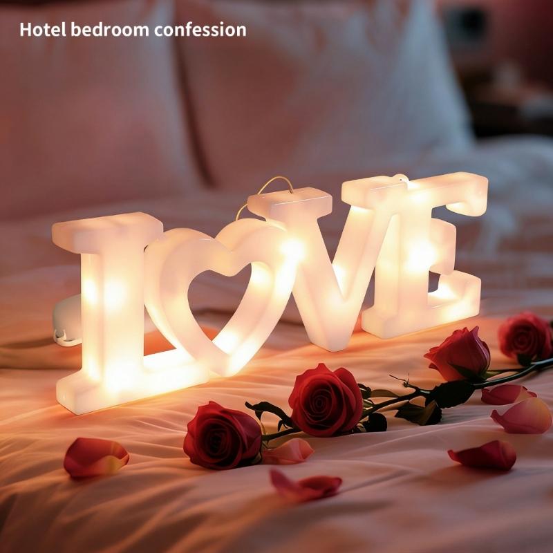 LED Illuminated LOVE Letter Sign Shatterproof PVC Glowing LOVE Letter Decoration for Wedding Valentine's Day Anniversary