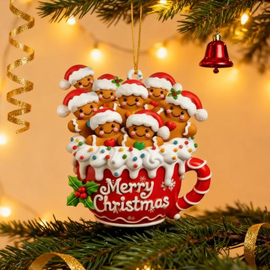 Gingerbread Man Christmas Ornament Resin Hanging Decor for Tree & Home Festive Cookie Figurine for Xmas Decorations