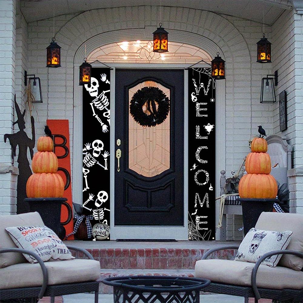Halloween Couplet Banner Horror 1 Pair Polyester 179.83x29.97cm Indoor Outdoor Decor