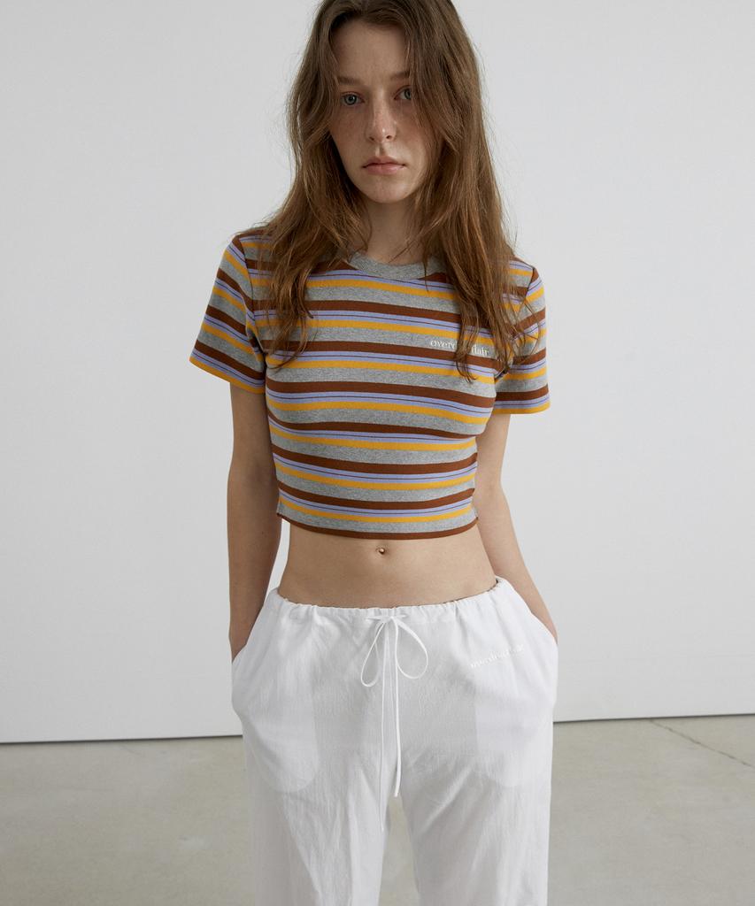 Obeodyupeulleeo Stripe Crop T-Shirt_Melange Gray