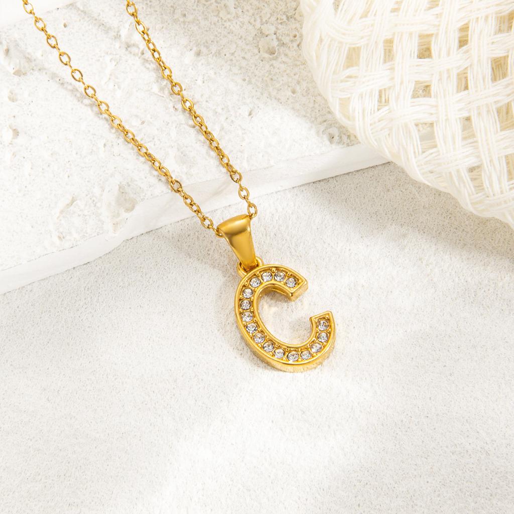 1pc Fashion Shining A-Z Letter Pendant Charm Necklace 26 Initial Alphabet Name Clavicle Chain Party Valentine's Day Jewelry Gift