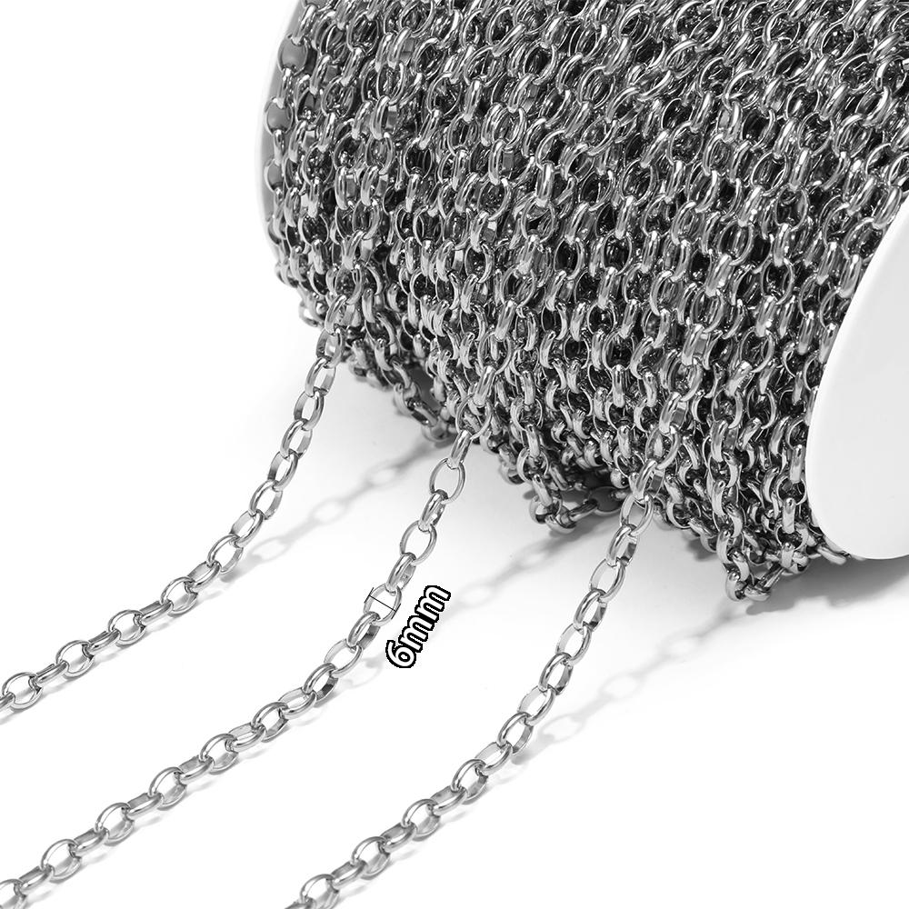 

1 Meter Stainless Steel O Shape Rolo Link Chain Oval Chains for DIY Hip Hop Necklaces Findings Jewelry Earrings Making Bracelet