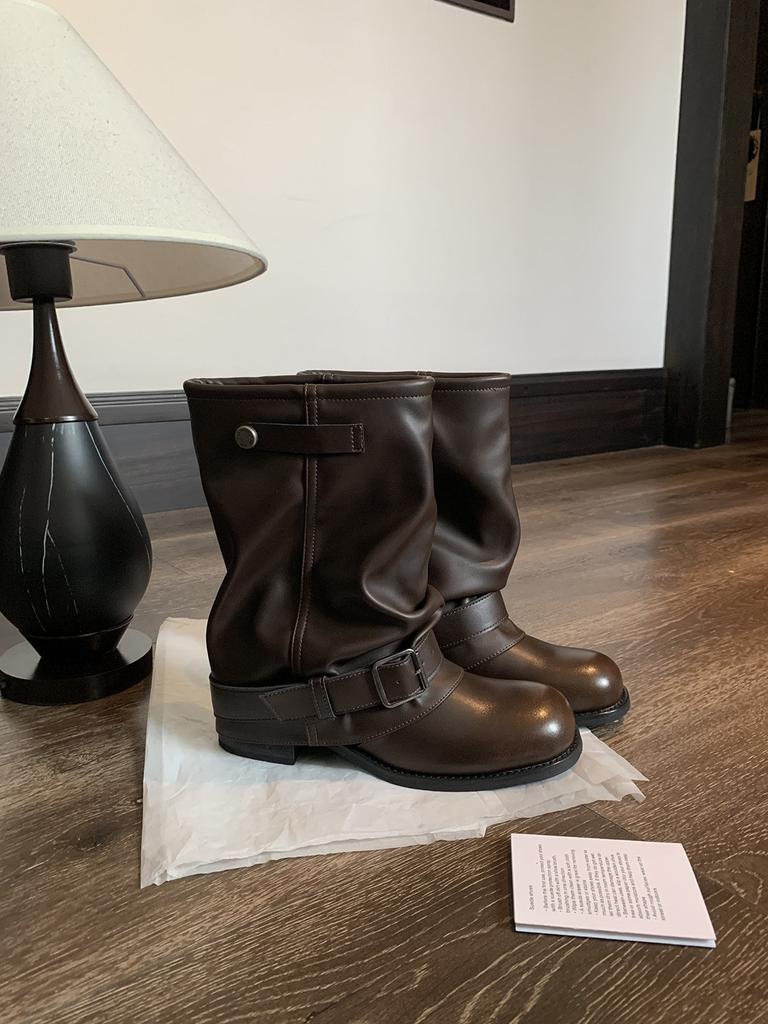 Short Boots 2026 New Western Cowboy Boots for Women Retro Black Thick Heel Pants Short Boots for Women