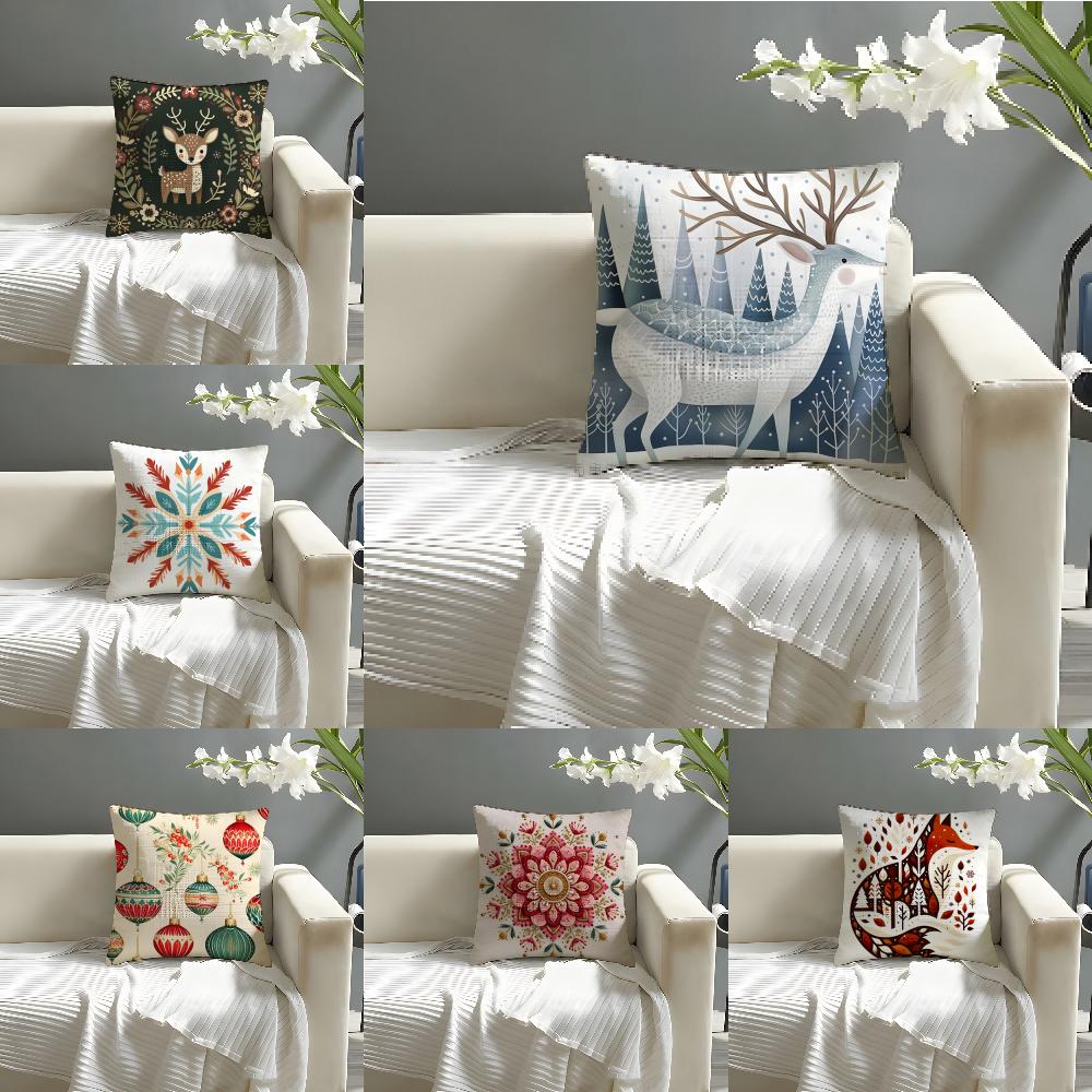 3 Classic Snowflake Animal Print Pillow Case Home Living Room Decoration Linen Pillowcover Pillow Cases Cushion Cover