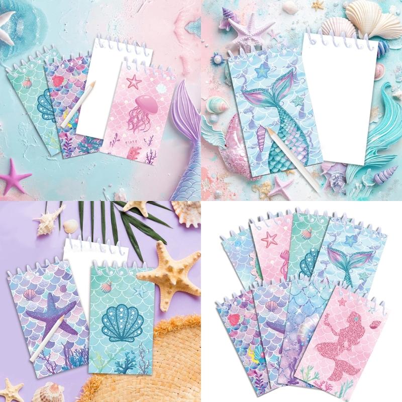 8 Pcs Spirals Notepads Pocket Notebooks Cartoon Notebooks Small Notebooks School Reward Gift Birthday Party Supplies