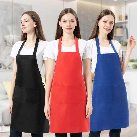 Kitchen Apron Wrinkle Resistant Adjustable Straps Back Lace Apron with Large Front Pocket Cooking BBQ Waiter Chef Aprons for Home Restaurant Cafe Use