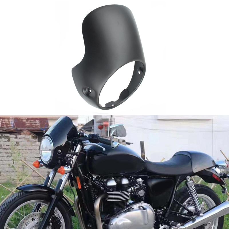 Black Motorbike 7  Headlight Fairing Screen Retro Cafe Racer