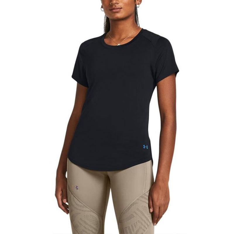 Under Armour Vanish Elite Vent Jednolity Kolor Dopasowany Treningowy Oddychający T-Shirt z Krótkim Rękawem Damskie Top Czarne 1383638-001