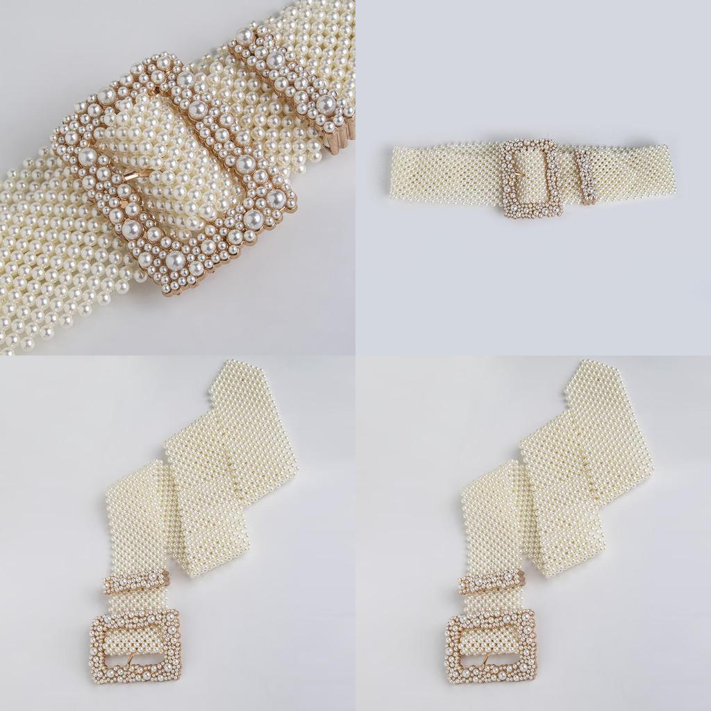 Artificial Pearl Waist Chain With Square Needle Buckle Design For Elegant Summer And Autumn Looks