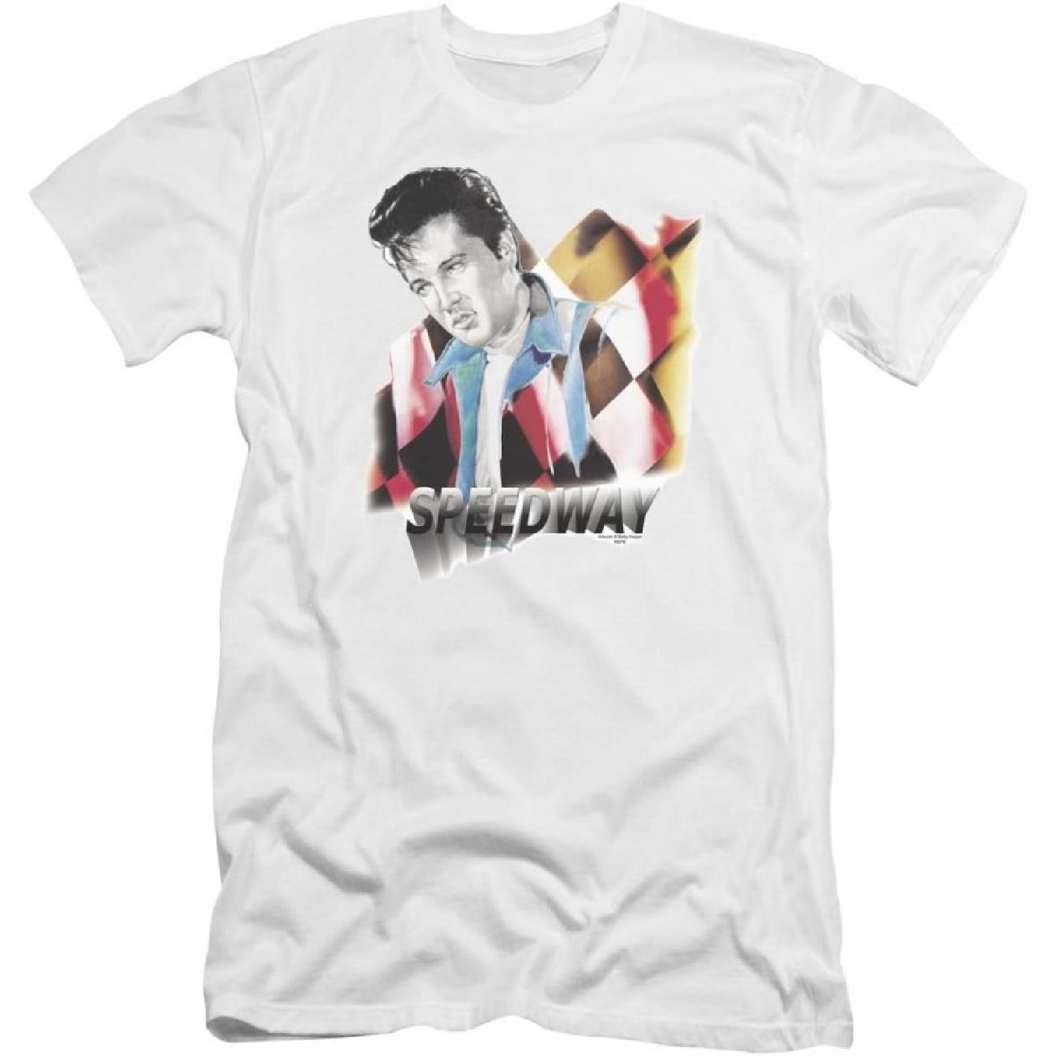Elvis Presley - Mens Speedway Premium Slim Fit T-Shirt XXXXXL белый