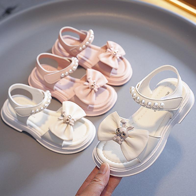 Girls' Sandals Summer Fashion Soft Bottom Little Girls' Princess Shoes Middle and Large Children's Open toed Student Beach Shoes