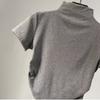 T-shirt sexy con design a cinturino scoperto sulla schiena, a maniche corte, da donna, estiva sottile europea e americana, a collo mezzo alto, top con ombelico scoperto